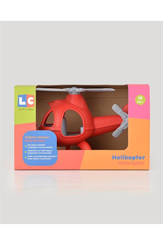 Lüx Kırmızı Büyük Helikopter - Plastik Helikopter - Kırılmaz Oyuncak - Kırılmaz Helikopter - Helikop