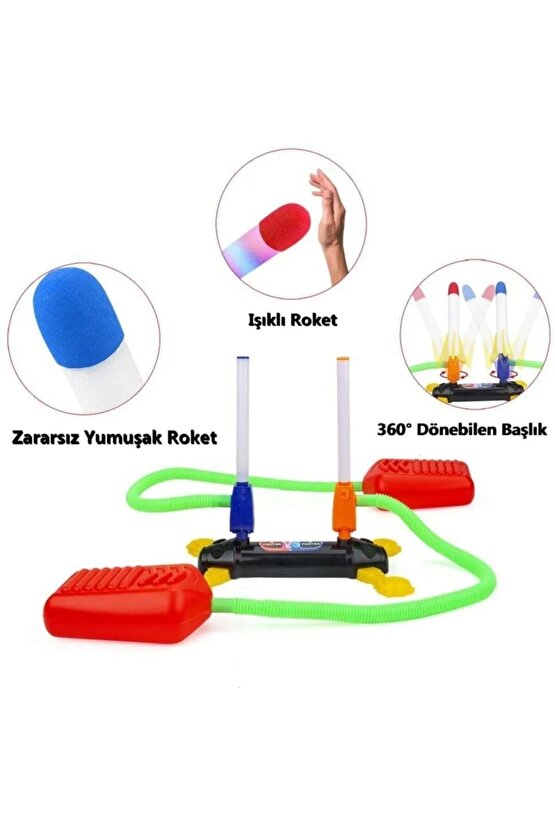 Air Rocket İkili Seti - Roket Oyuncak - 4 Roket Ve Havalı Roketatar - İkili Açık Hava Oyuncağı - Air