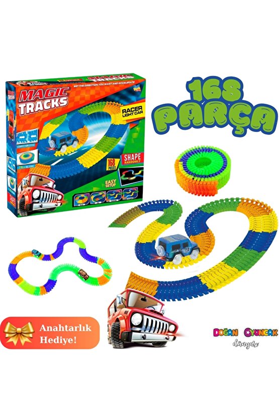 Magic Trucks 168 Parça Raylı Pist - Raylı Araç Oyuncak - Tren Oyuncak - Renkli Araç Yolu - Pist Set