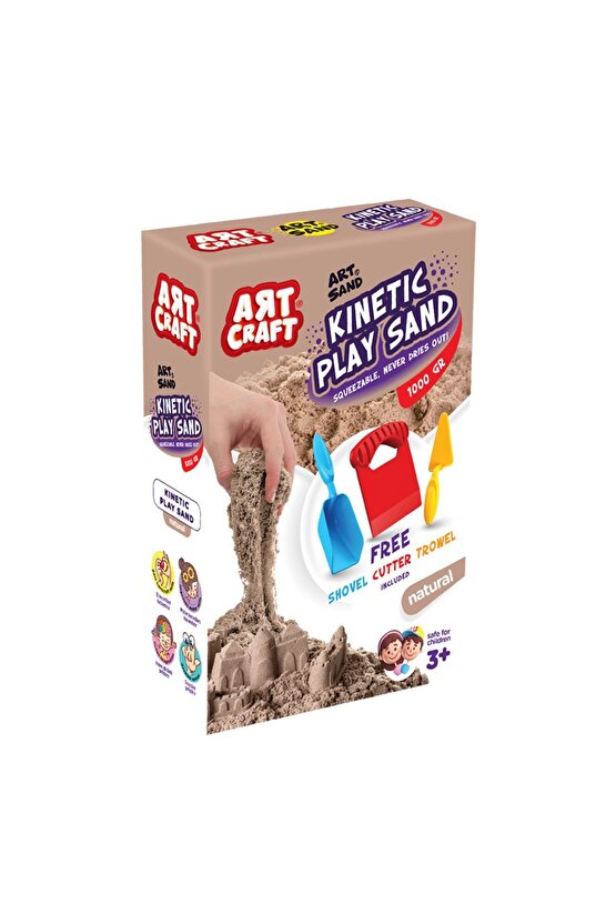 Aksesuarlı Naturel Kinetik Oyun Kumu (1000 Gr.) - Art Craft Kinetik Kum Seti - Art Sand Kumu