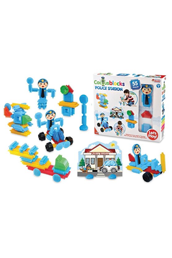Kaktüs Blok Polis 55 Parça- Lego Oyuncaklar - Yapı Oyuncakları - Blok Setleri - Kaktüs Lego