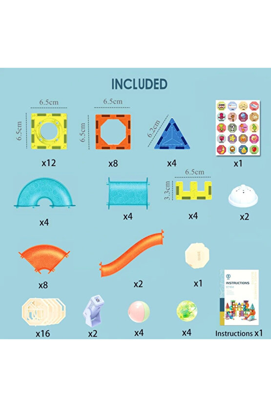 Orijinal Magnetic Tiles Light Version 75 Parça Işıklı Manyetik Lego - Magnetic Magical Işıklı Magnet