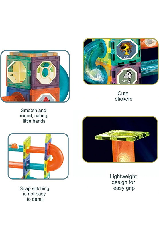 Orijinal Magnetic Tiles Light Version 75 Parça Işıklı Manyetik Lego - Magnetic Magical Işıklı Magnet