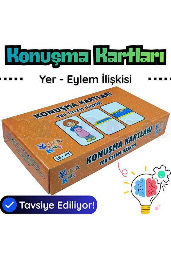 Orijinal Konuşma Kartları - Yer-Eylem İlişkisi - Çocuklar için Konuşma Etkinliği Kartları
