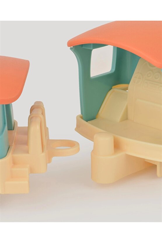 Lüx Bej Sevimli Tren Tren Seti - Plastik Tren - Kırılmaz Oyuncak - Kırılmaz Tren - Tren Oyuncakları