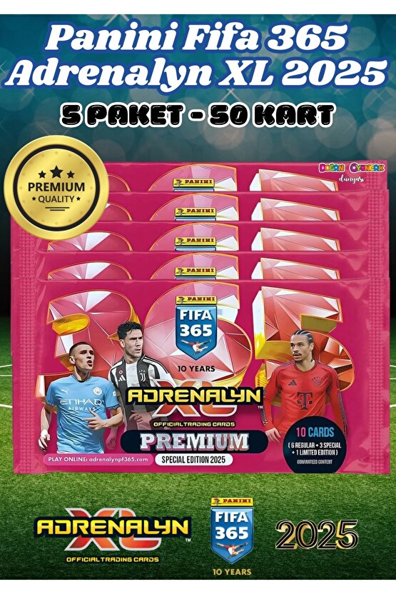 Panini Premium FIFA 365 Adrenalyn XL 2025 Oyuncu Kartı - Premium Futbolcu Kartları - 5 Paket
