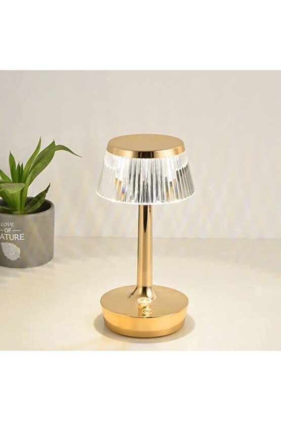 3 Farklı Işık Modlu Metal Şarjlı, Dokunmatik Masa ve Gece Lambası, Cafe, Bar, Restorant Masa Lambası