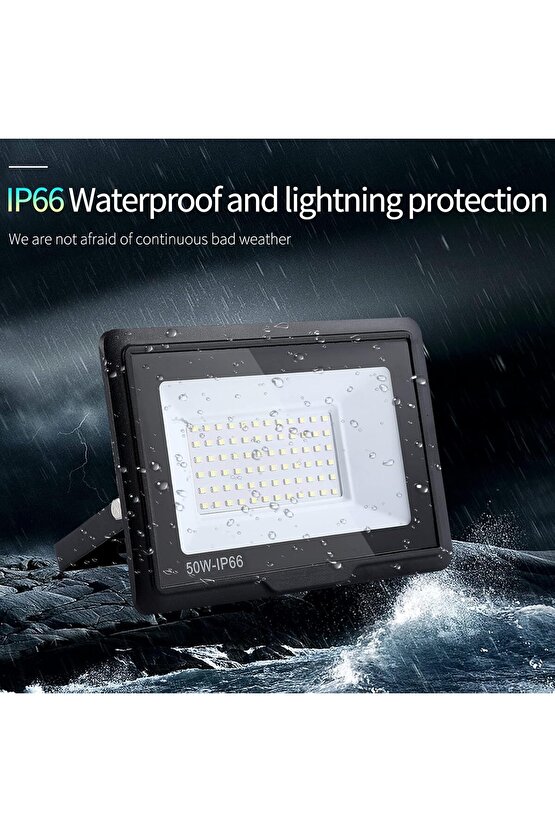 Elektrikle Çalışır, 50 Watt Yeşil Işık İç ve Dış Mekan Slim Led Projektör, Yağmurdan Etkilenmez