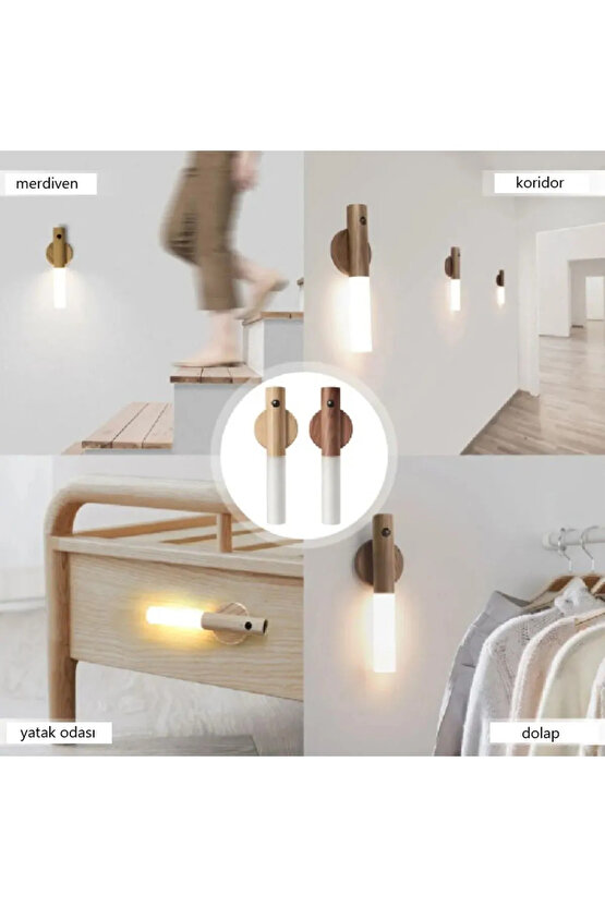 10 Adet Şarjlı Kablosuz Sensörlü Led Aplik Şarjlı Harekete Duyarlı Dokoratif Duvar Lambası