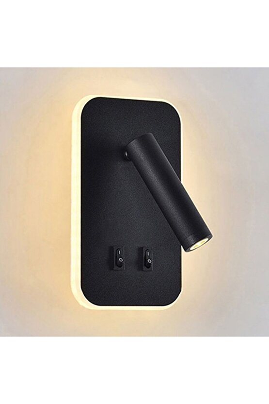 Elektrik Bağlantısı İle Çalışır Oynar Başlı, 3000 Kelvin Günışğı Ledli Duvar Aplik, Yatak Başı Aplik