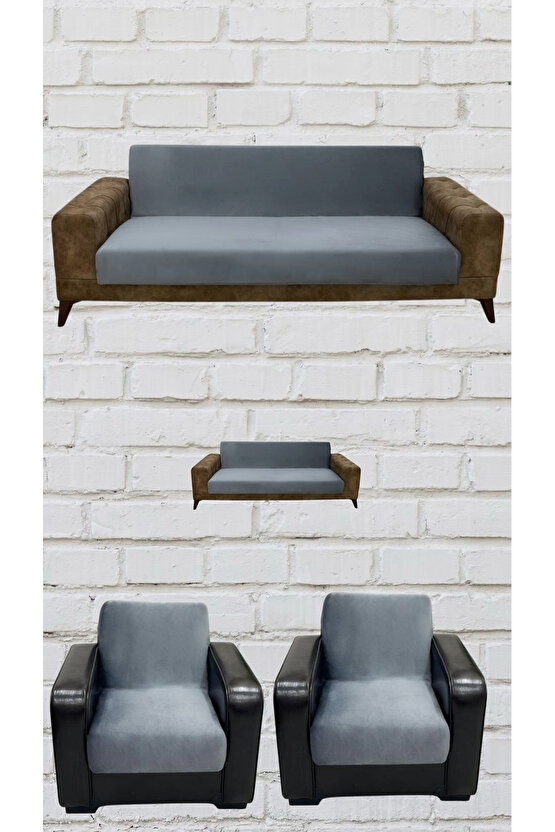 3+2+1+1 İtalyan Süet Kolsuz Koltuk Örtüsü ( RENK)