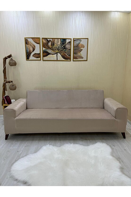 3+3+3 İtalyan Süet Koltuk Örtüsü(VİZON)