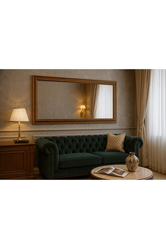 Altın Varaklı Çerçeveli Ayna - 5cm Kalınlık - Gold Ayna - Klasik Ayna - Varaklı Ayna - Salon Ayna