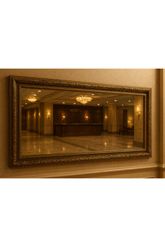 Altın Varaklı Çerçeveli Ayna-5cm Çerçeve Kalınlığı-Gold Ayna-Klasik Ayna-Varaklı Ayna - Salon Ayna