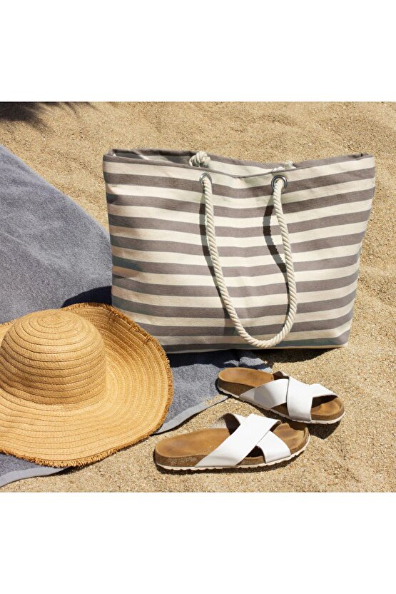 Kadın Plaj Çantası Yumuşak Saplı