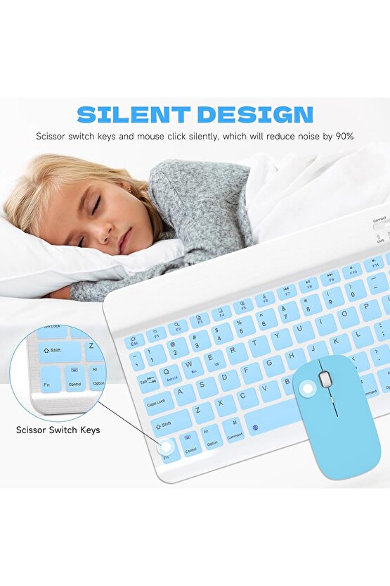 Apple iPad A16 11 Tablet Için Uyumlu Slim Şarjlı Bluetooth Klavye Ve Mouse Seti