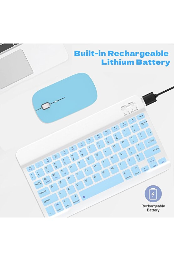 Apple iPad A16 11 Tablet Için Uyumlu Slim Şarjlı Bluetooth Klavye Ve Mouse Seti