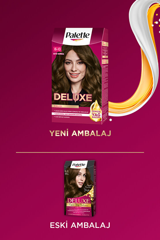 Deluxe 6-0 Koyu Kumral Zengin Yağ Bakımı Kit Saç Boyası Bakım Maskesi