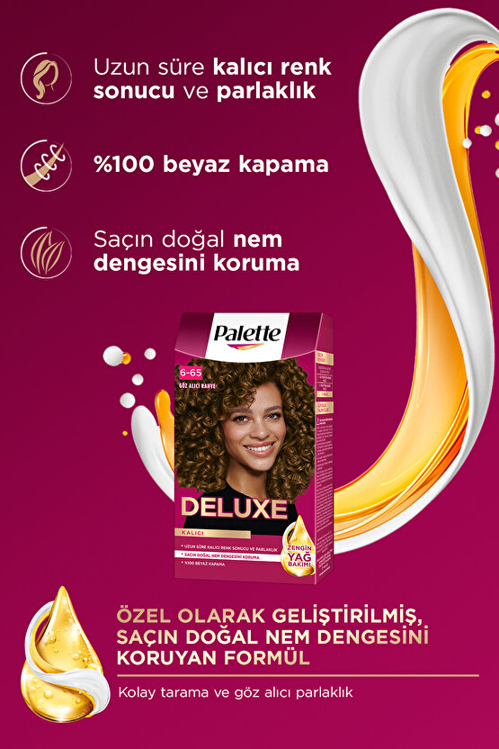 Deluxe 6-65 Göz Alıcı Kahve Zengin Yağ Bakımı Kit Saç Boyası Bakım Maskesi
