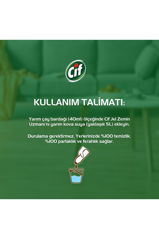 Zemin Uzmanı Portakal Çiçeği Ahşap, Parke, Laminant Zeminler için Jel Temizleyici 750 ml