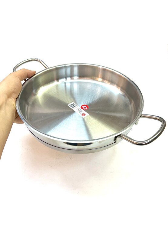 Paslanmaz Çelik Yapıştırmaz Kalın Taban Dik Yumurta Sahanı 22 Cm