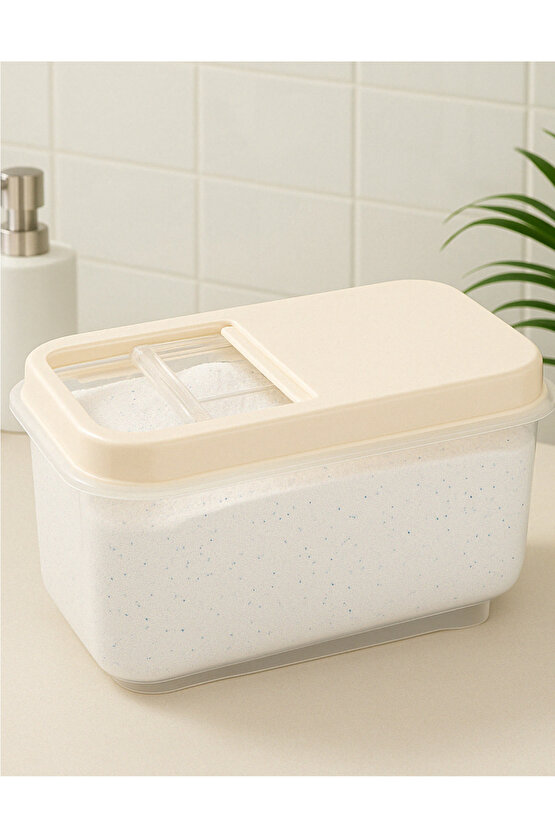 7,5 Lt Mega Banyo Düzenleyici Kayar Kapaklı Etiketli Toz Tablet Deterjan Saklama Kutusu
