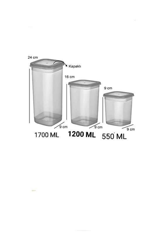 3 boy saklama kabı erzak saklama kabı baharatlık