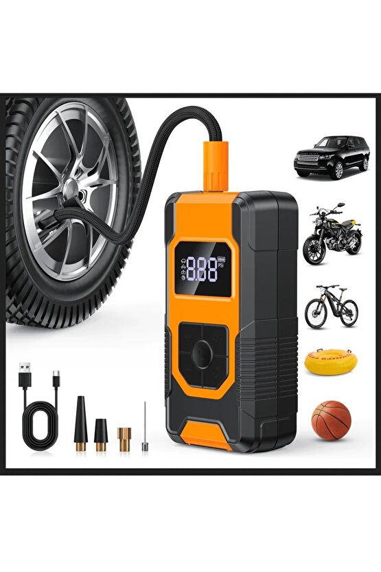 OTO ARAÇ LASTİK ŞİŞİRME POMPASI EKRANLI 160PSİ HAVA KOMPRESÖRÜ BİSİKLET MOTORSİKLET TOP ŞİŞİRME