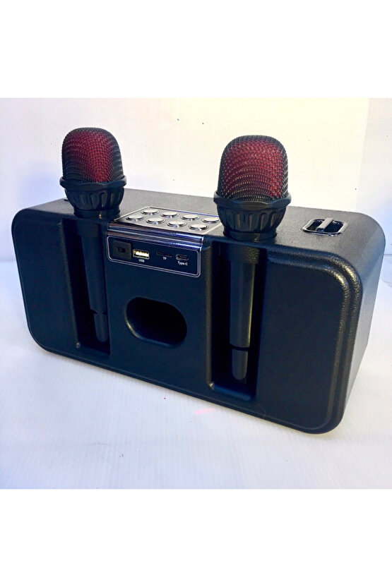 186PRO ÇİFT MİKROFONLU BLUETOOTH SPEAKER KABLOSUZ ŞARJLI KARAOKE HOPARLÖR