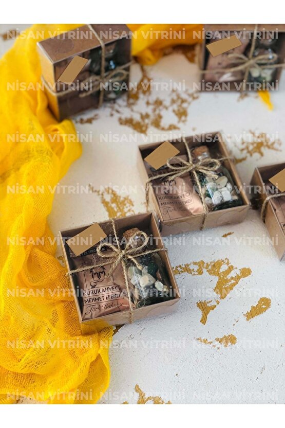 10 Ad Mehmet Efendi Kahveli Çakıl Taşı Çikolata Kahve Kutusu Kına Söz Nişan Nikah Hediyelik