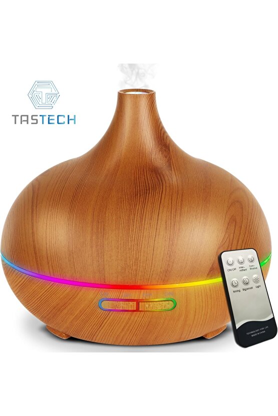 Aroma Terapi Oda Hava Nemlendirici 550ml Ultrasonik Buhar Makinesi Ahşap Görünüm 7 Renk Led Işıklı