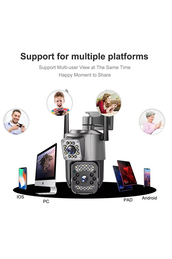 4K DUAL LENS GÜVENLİK KAMERASI 8X ZOOM 2+2MP ULTRA HD WİFİ HAREKET ALGILAMA ALARM