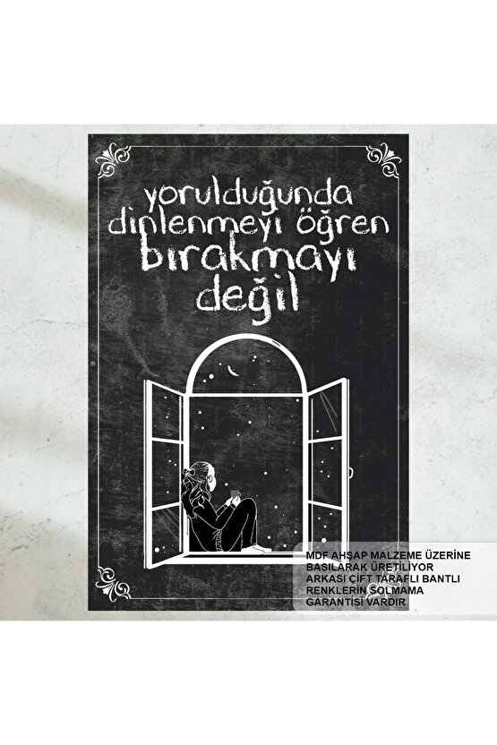 mücadeleyi bırakma cesaret motivasyon başarı sınav sözleri tablo retro ahşap poster