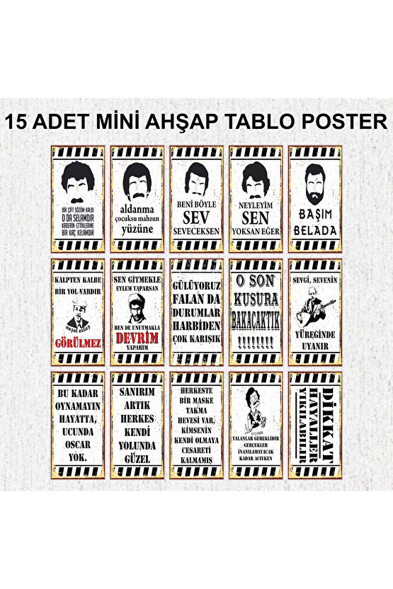 arabesk türkü özgün müzik ve atarlı komik hüzünlü sözler dekorasyon mdf ahşap tablo seti