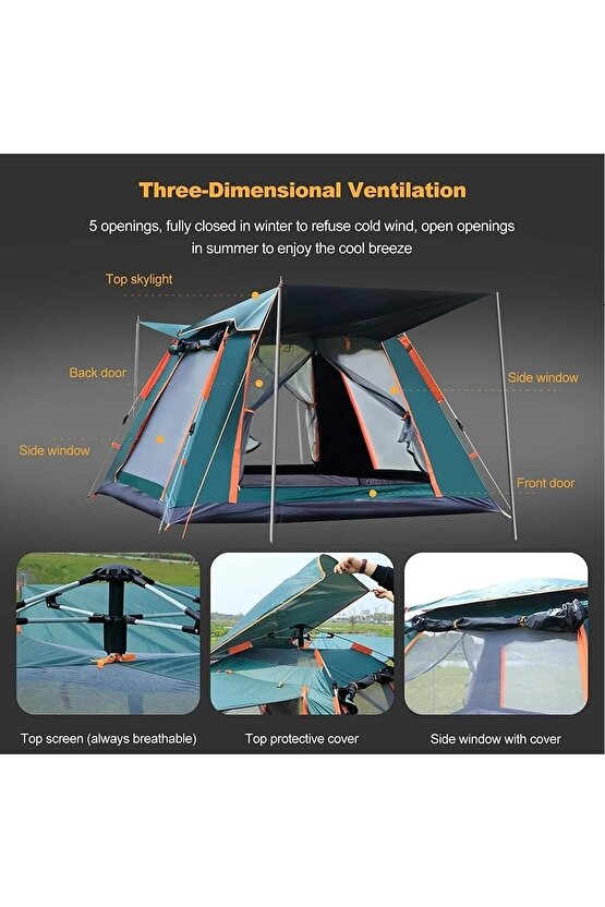 8 Kişilik Otomatik Kurulum Çadır Kamp Balık Ve Çocuk Oyun Çadırı 270cmx270cmx170cm
