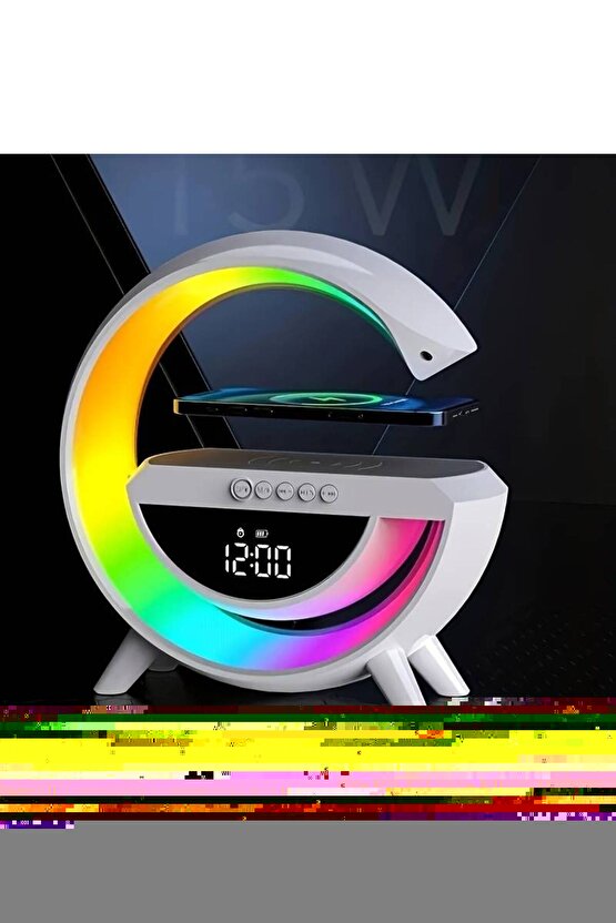 G Bluetooth Hoparlör Sd Kart Usb Fm Radyo 5w Kablosuz Şarj Gece Lambası Ambians Led Işık