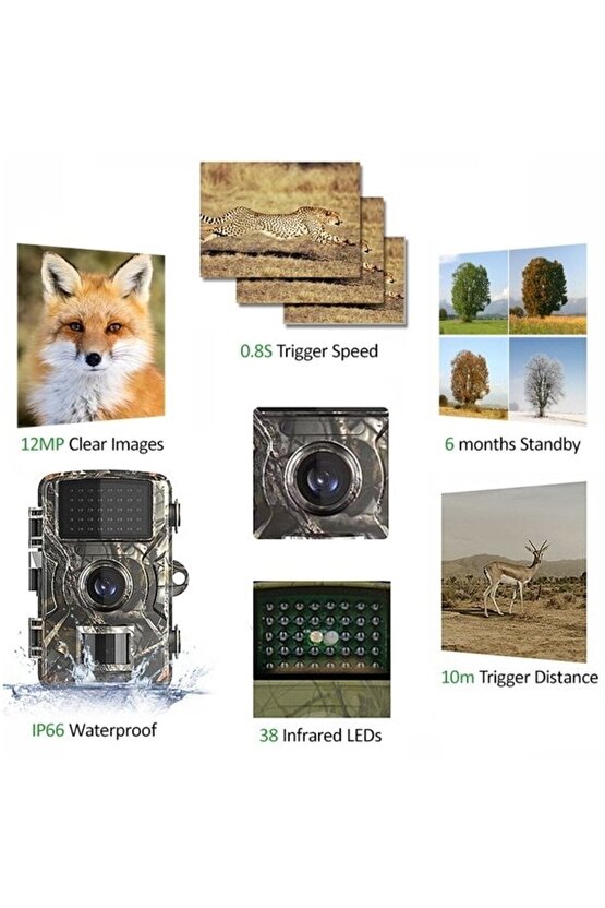 Fotokapan Kamera 16mp Full Hd 1080p Gece Görüşlü 2 Inç Lcd Ekran Su Geçirmez