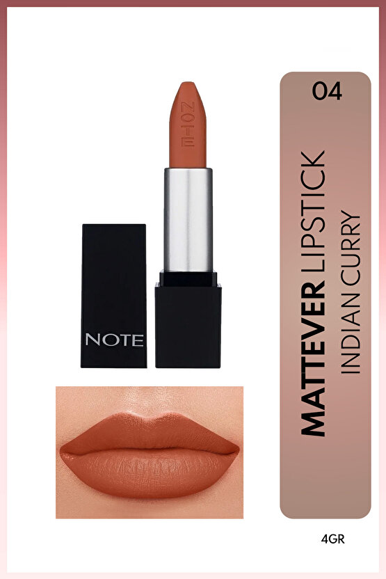 Mattever Lipstick Yarı Mat Saten Bitişli Ruj 04 Indian Curry - Nude