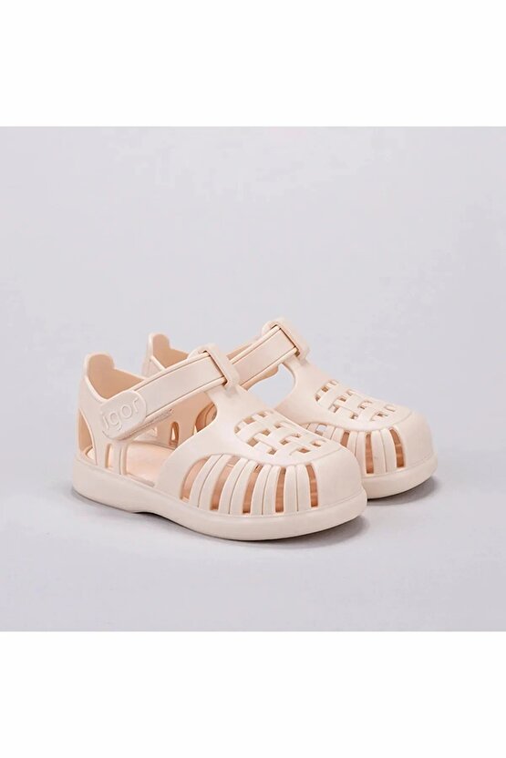 Tobby Solid Bebek Krem Sandalet