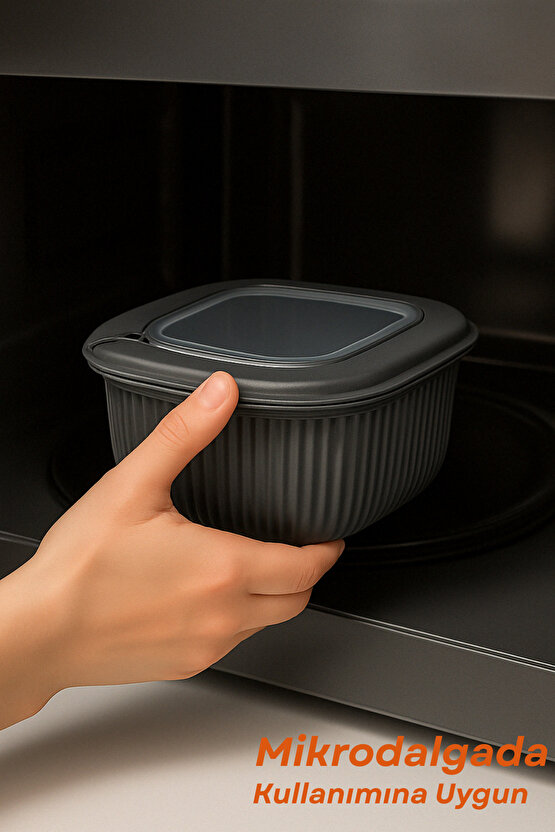 3lü Renkli Kilitli Kapaklı Saklama Kabı Difrize Mikrodalga ve Buzdolabı Uyumlu Düzenleyici