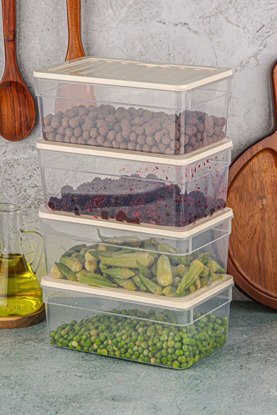 4lü Buzdolabı Düzenleyici Organizer Mikrodalga Ve Difrize Uygun Saklama Kabı Antrasit Set