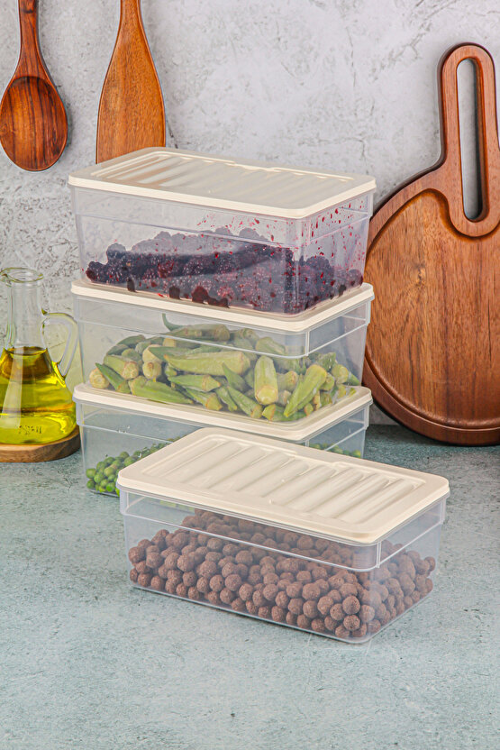 4lü Buzdolabı Düzenleyici Organizer Mikrodalga Ve Difrize Uygun Saklama Kabı Antrasit Set