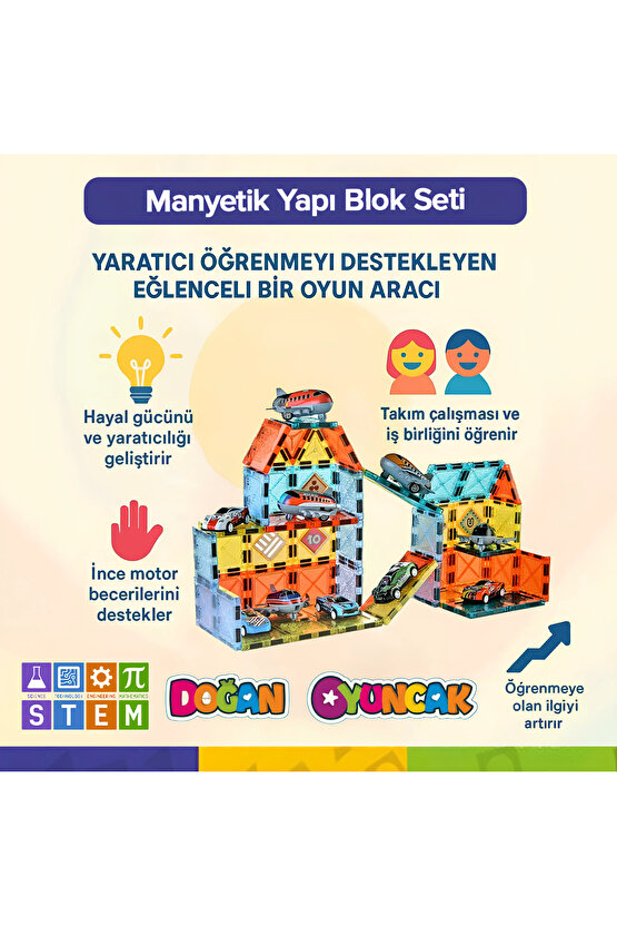 Orijinal Magnetic Tiles 71 Parça Manyetik Lego - Magnetic Magical Magnet - Mıknatıslı Lego