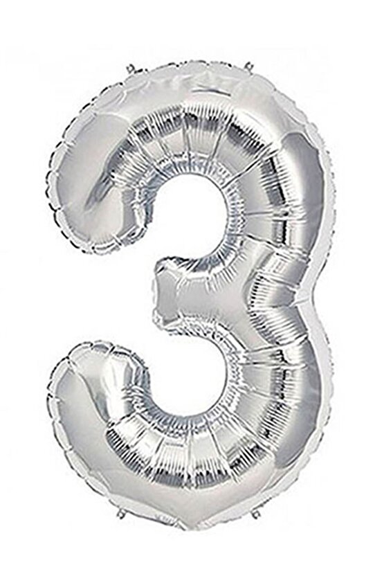 3 Rakam Silver Folyo Balon Sayılı Balon 100 Cm Dev Boy
