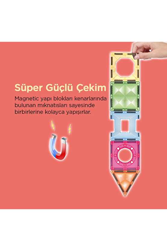 Orijinal Magnetic Tiles Star Diamond Light Version 82 Parça Işıklı Manyetik Lego - Mıknatıslı Lego L