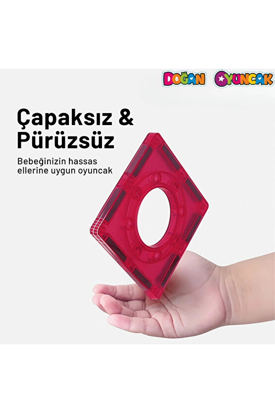 Orijinal Magnetic Tiles 50 Parça Manyetik Lego - Magnetic Magical Magnet - Mıknatıslı Lego