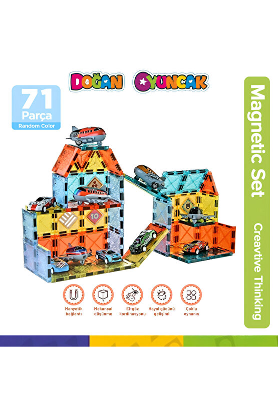 Orijinal Magnetic Tiles 71 Parça Manyetik Lego - Magnetic Magical Magnet - Mıknatıslı Lego