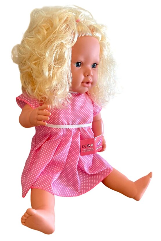 Büyük Boy Türkçe Konuşan Sarı Saçlı Et Bebek Oyuncak (60 CM)