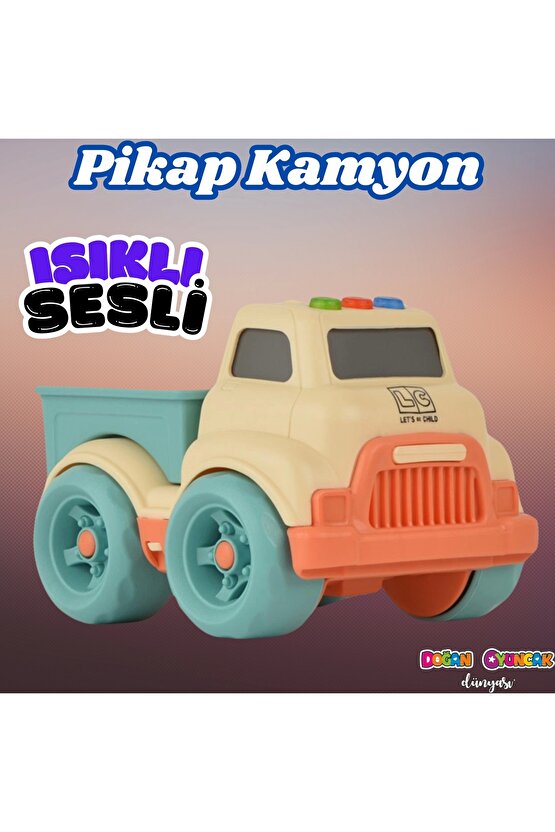 Lüx Bej Sesli ve Işıklı Minik Pikap - Plastik Kamyon - Kırılmaz Oyuncak - Kırılmaz Pikap - Işıklı Se