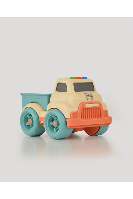 Lüx Bej Sesli ve Işıklı Minik Pikap - Plastik Kamyon - Kırılmaz Oyuncak - Kırılmaz Pikap - Işıklı Se